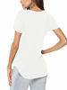 Picture of Amoretu Womens V Neck Short Sleeve Summer T Shirts Curved Hem Tops(White,2XL)