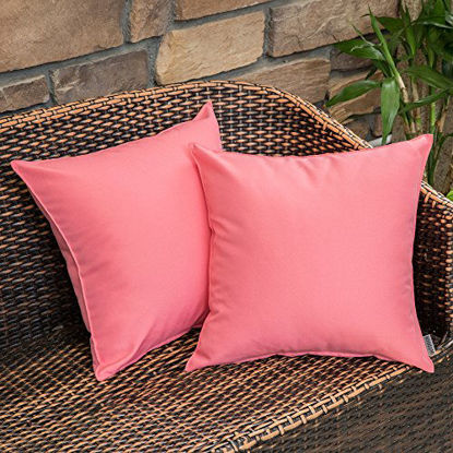 Picture of MIULEE Pack of 2 Decorative Outdoor Waterproof Pillow Covers Square Garden Cushion Sham Throw Pillowcase Shell for Patio Tent Couch 20x20 Inch Pink