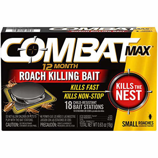 Picture of Combat Max 12 Month Roach Killing Bait, Small Roach Bait Station, Child-Resistant, 18 Count