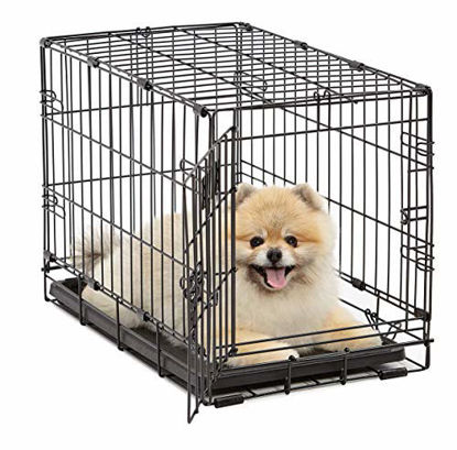 Picture of Dog Crate 1522| MidWest, Crate XS Folding Metal Dog Crate w/ Divider Panel, Floor Protecting Feet & Leak-Proof Dog Tray | 22L x 13W x 16H inches, XS Dog Breed, Black