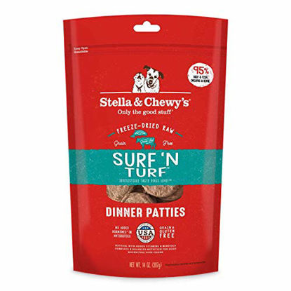 Picture of Stella & Chewy's Freeze-Dried Raw Surf 'N Turf (Salmon & Beef) Dinner Patties Dog Food, 14 oz. Bag, Freeze-Dried Raw Dinner Patties