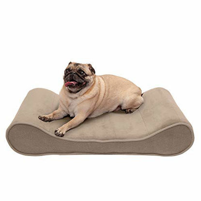 Picture of Furhaven Pet Dog Bed - Memory Foam Micro Velvet Ergonomic Luxe Lounger Cradle Mattress Contour Pet Bed with Removable Cover for Dogs and Cats, Clay, Medium