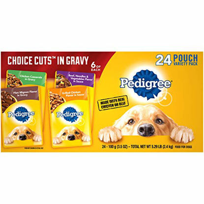 Picture of PEDIGREE Choice Cuts in Gravy Adult Soft Wet Meaty Dog Food Variety Pack, (24) 3.5 Oz. Pouches