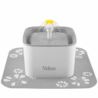 Picture of Veken Pet Fountain, 84oz/2.5L Automatic Cat Water Fountain Dog Water Dispenser with 3 Replacement Filters & 1 Silicone Mat for Cats, Dogs, Multiple Pets, Grey