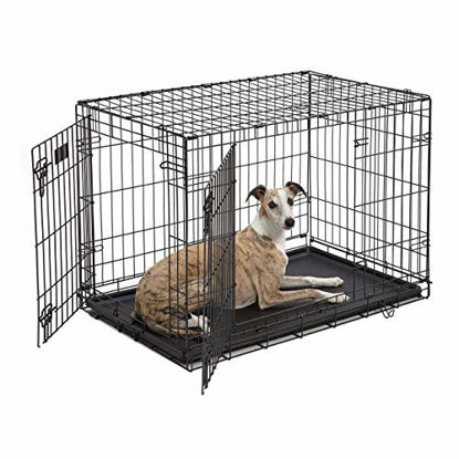 Picture of Dog Crate 1536DDU | MidWest ICrate 36 Inches Double Door Folding Metal Dog Crate w/ Divider Panel, Floor Protecting Feet & Leak Proof Dog Tray | Intermediate Dog Breed, Black