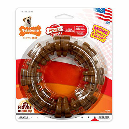 Picture of Nylabone Power Chew Textured Dog Chew Ring Toy Flavor Medley Flavor X-Large/Souper - 50+ lbs.