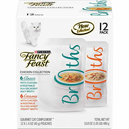 Picture of Purina Fancy Feast Broth Wet Cat Food Complement Variety Pack, Broths Chicken Collection - (12) 1.4 oz. Pouches