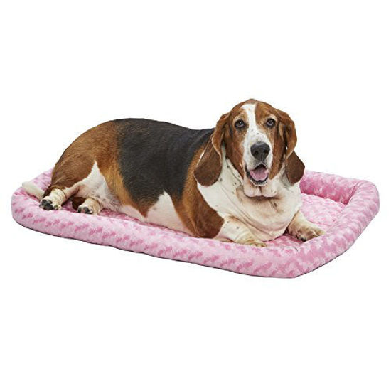 Picture of 36L-Inch Pink Dog Bed or Cat Bed w/ Comfortable Bolster | Ideal for Medium / Large Dog Breeds & Fits a 36-Inch Dog Crate | Easy Maintenance Machine Wash & Dry | 1-Year Warranty