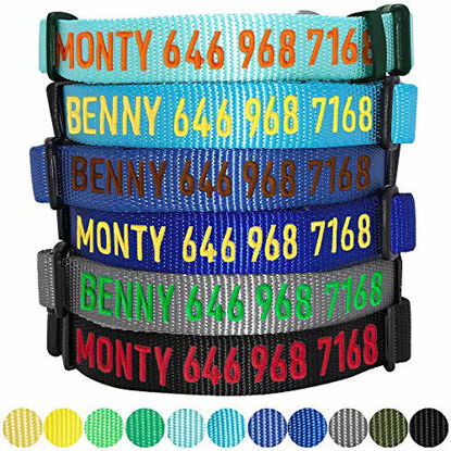 Picture of Blueberry Pet Essentials 22 Colors Personalized Dog Collar, Mint Blue, Small, Adjustable Customized ID Collars for Small Dogs Embroidered with Pet Name & Phone Number