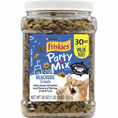 Picture of Purina Friskies Made in USA Facilities Cat Treats, Party Mix Beachside Crunch - 30 oz. Canister