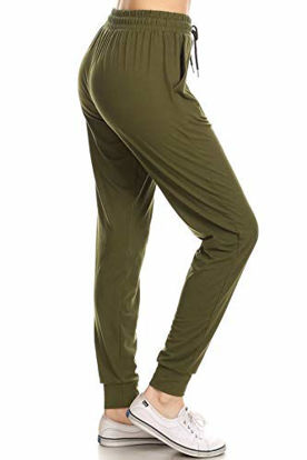 Picture of Leggings Depot JGA128-OLIVE-M Solid Jogger Track Pants w/Pockets, Medium