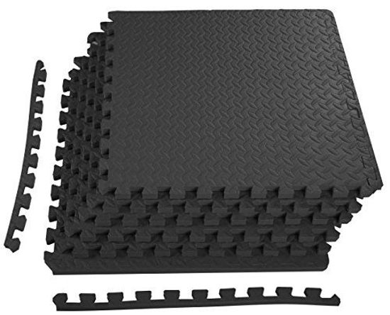 GetUSCart BalanceFrom Puzzle Exercise Mat with EVA Foam Interlocking Tiles 3 4 Thick 24 Square Feet Black