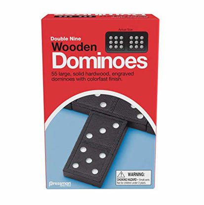 Picture of Pressman 1621-12 Double Nine Wooden Dominoes, 5"