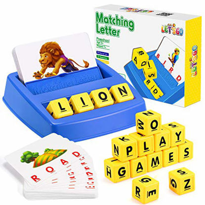 Picture of LET'S GO! Learning Games for Kids Ages 3-8, Matching Letter Game for Kids Toys Ages 3-8 Educational Toys for 3-8 Year Olds Boys Girls Stocking Stuffer Xmas Gifts for 3-8 Year Old Boys Girls Blue