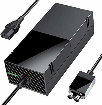 Picture of Xbox One Power Supply Brick, AC Adapter Cable Replacement Kit for Xbox One Console Games, Auto Voltage 100-240V, Black