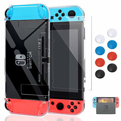 Picture of Case for Nintendo Switch,Fit The Dock Station, Protective Accessories Cover Case for Nintendo Switch and Joy-Con Controller - Dockable with a Tempered Glass Screen Protector (Transparent)
