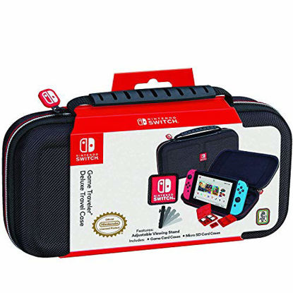 Picture of Officially Licensed Nintendo Switch Carrying Case - Protective Deluxe Travel Case - Black Ballistic Nylon Exterior