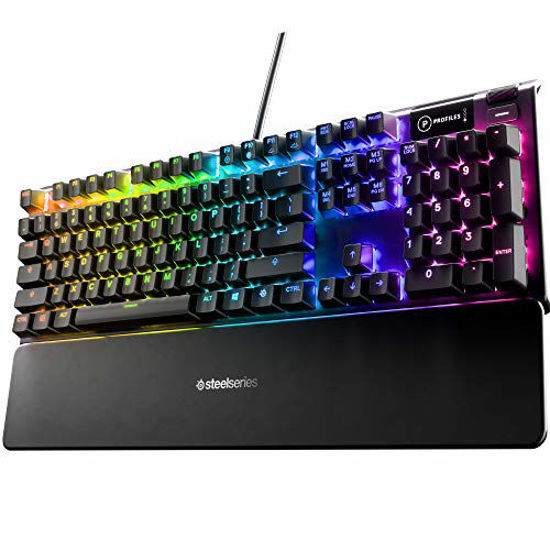 Picture of SteelSeries Apex 5 Hybrid Mechanical Gaming Keyboard - Per-Key RGB Illumination - Aircraft Grade Aluminum Alloy Frame - OLED Smart Display (Hybrid Blue Switch)