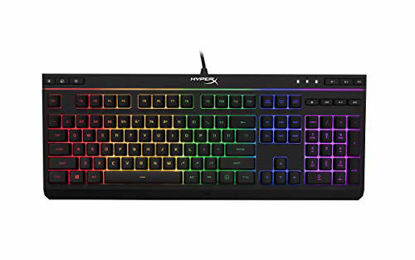 Picture of HyperX Alloy Core RGB - Membrane Gaming Keyboard, Comfortable Quiet Silent Keys with RGB LED Lighting Effects, Spill Resistant, Dedicated Media Keys, Compatible with Windows 10/8.1/8/7 - Black