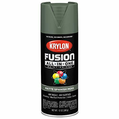 Picture of Krylon K02796007 Fusion All-In-One Spray Paint for Indoor/Outdoor Use, Matte Spanish Moss Green