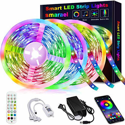 Picture of 50ft Led Strip Lights, smareal Led Lights Strip Music Sync Color Changing Led Strip Lights App Control and Remote Led Lights for Bedroom Party Home Decoration