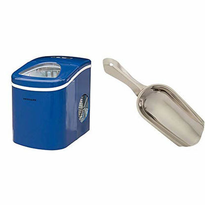 Picture of Frigidaire Portable Compact Maker, Counter Top Ice Making Machine, 26lb per day (Blue) (EFIC108-BLUE) & Winco Stainless Steel 4 Ounce Ice Scoop, Medium