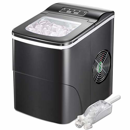 Picture of AGLUCKY Ice Maker Machine for Countertop, Portable Ice Cube Makers, Make 26 lbs ice in 24 hrs,Ice Cube Rready in 6-8 Mins with Ice Scoop and Basket for Home/Office/Bar (Black)