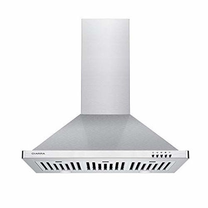 Picture of CIARRA CAS75302 30 inch Range Hood, 450 CFM Wall Mount Vent Hood with 3 Speed Exhaust Fan, Stainless Steel Stove Hood with Baffle Filters, Ducted/Ductless Convertible Duct, Push Button