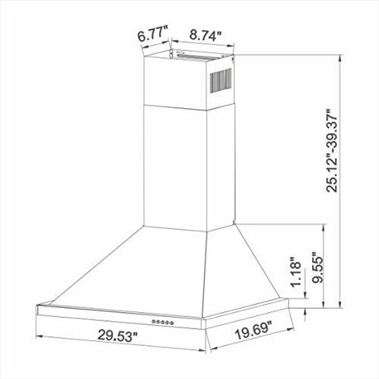GetUSCart CIARRA CAS75302 30 inch Range Hood, 450 CFM Wall Mount Vent