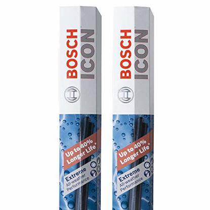 Picture of Bosch ICON Wiper Blades 22A17A (Set of 2) Fits Chevrolet: 10-05 Cobalt, Nissan: 06-03 Sentra, Pontiac: 10-07 G5, Toyota: 19 Yaris +More, Up to 40% Longer Life, Frustration Free Packaging