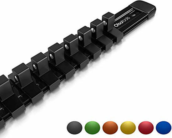 Picture of Olsa Tools 1/4-Inch Drive Aluminum Socket Organizer | Premium Quality Socket Holder (Black)