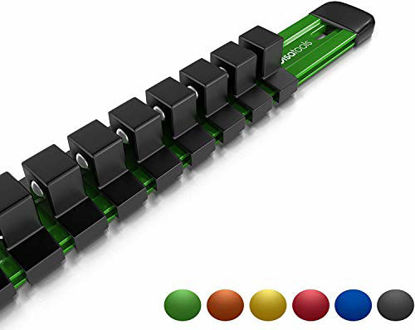 Picture of Olsa Tools 1/2-Inch Drive Aluminum Socket Organizer | Premium Quality Socket Holder (Green)