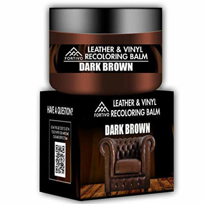 Picture of Dark Brown Leather Recoloring Balm - Leather Repair Kits for Couches - Leather Restorer for Couches Brown Car Seat, Boots - Cream Leather Repair for Upholstery - Refurbishing Dark Brown Leather Dye