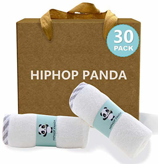 Picture of Hypoallergenic Bamboo Baby Washcloths - 2 Layer Ultra Soft Absorbent Bamboo Towel - Newborn Bath & Face Towel - Washcloths for Delicate Skin - Boy Girl Shower Gift (Gray Stripe, 6 Pack)