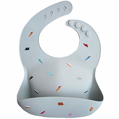 Picture of mushie Silicone Baby Bib | Adjustable Fit Waterproof Bibs (Retro Cars)