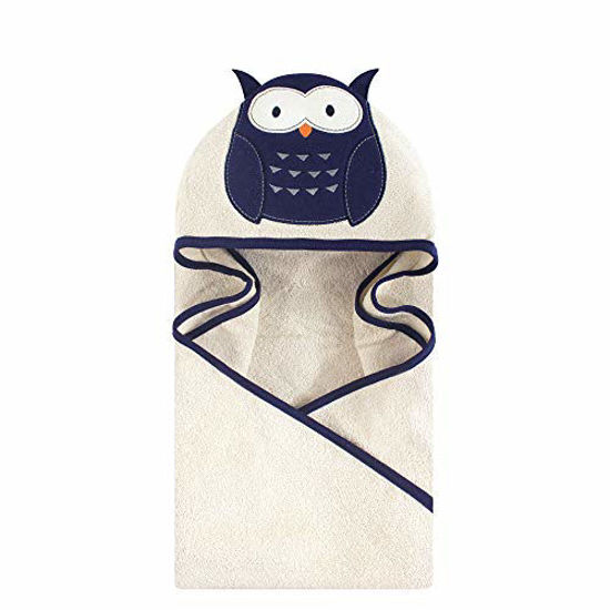 Picture of Hudson Baby Unisex Baby Cotton Animal Face Hooded Towel, Navy Owl, One Size