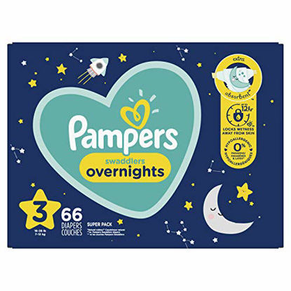 Picture of Diapers Size 3, 66 Count - Pampers Swaddlers Overnights Disposable Baby Diapers, Super Pack (Packaging May Vary)