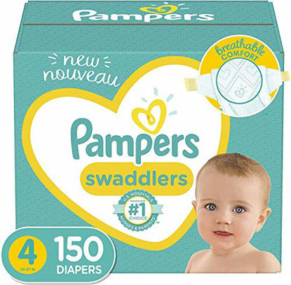 Picture of Baby Diapers Size 4, 150 Count - Pampers Swaddlers, ONE MONTH SUPPLY (Packaging May Vary)