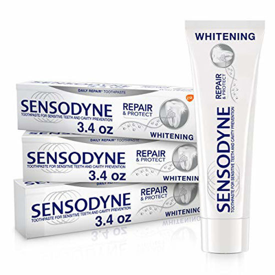 Picture of Sensodyne Repair & Protect Teeth Whitening Sensitive Toothpaste, Cavity Prevention and Sensitive Teeth Treatment - 3.4 Ounces (Pack of 3)