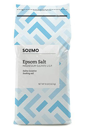 Picture of Amazon Brand - Solimo Epsom Salt Soak, Magnesium Sulfate USP, 8 Pound