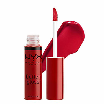 Picture of NYX PROFESSIONAL MAKEUP Butter Gloss - Red Velvet (Deep Red), Non-Sticky Formula