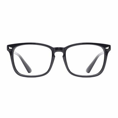 Picture of TIJN Blue Light Blocking Glasses for Women Men Clear Frame Square Nerd Eyeglasses Anti Blue Ray Computer Screen Glasses (Black)