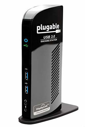 Picture of Plugable USB 3.0 Universal Laptop Docking Station Dual Monitor for Windows and Mac (Dual Video: HDMI and DVI/VGA/HDMI, Gigabit Ethernet, Audio, 6 USB Ports)