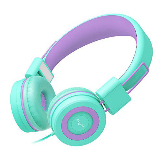 Picture of Elecder i37 Kids Headphones Children Girls Boys Teens Foldable Adjustable On Ear Headphones 3.5mm Jack Compatible Cellphones Computer MP3/4 Kindle School Tablet Green/Purple