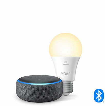 Picture of Echo Dot (3rd Gen) - Smart speaker with Alexa - Charcoal with Sengled Bluetooth bulb