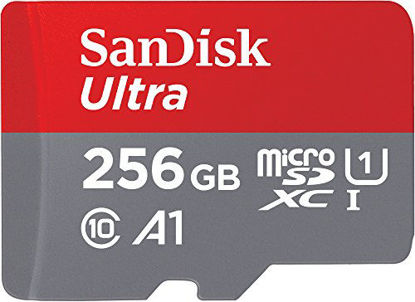 Picture of SanDisk 256GB Ultra microSDXC UHS-I Memory Card with Adapter - 100MB/s, C10, U1, Full HD, A1, Micro SD Card - SDSQUAR-256G-GN6MA