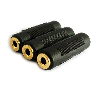 Picture of 3.5mm Stereo Jack to 3.5mm Stereo Jack Female to Female Adapter Connector Gold Plated (3 Pack)