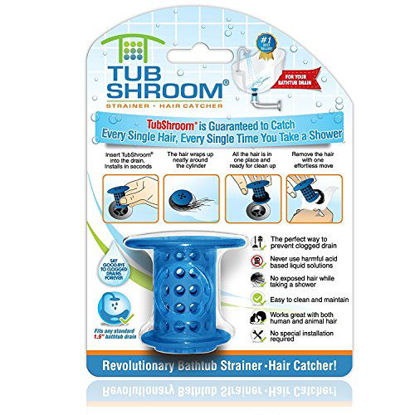Picture of TubShroom The Revolutionary Tub Drain Protector Hair Catcher/Strainer/Snare, Blue