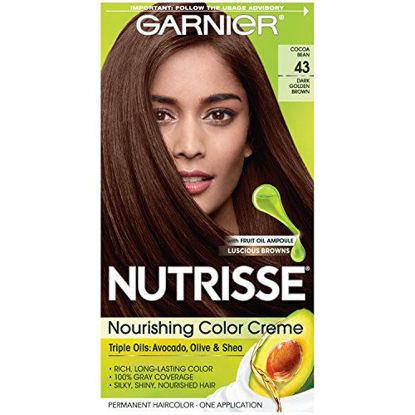 Picture of Garnier Nutrisse Nourishing Hair Color Creme, 43 Dark Golden Brown (Cocoa Bean) (Packaging May Vary),1 Count