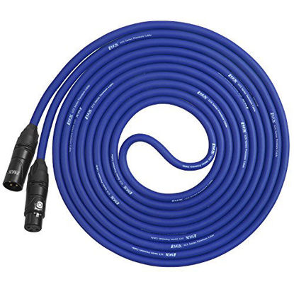 Picture of LyxPro 15 Feet XLR Microphone Cable Balanced Male to Female 3 Pin Mic Cord for Powered Speakers Audio Interface Professional Pro Audio Performance and Recording Devices - Blue